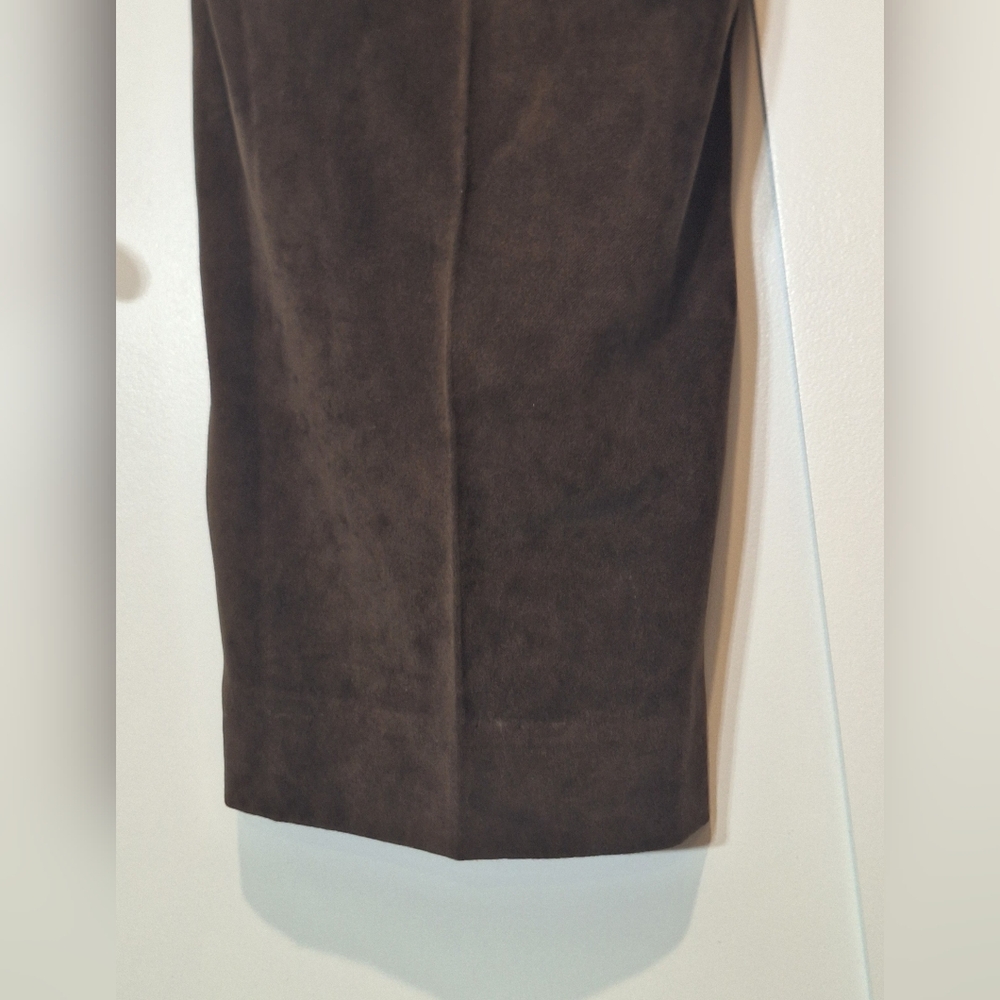J.McLaughlin Velvet Velour Hi Waisted Trousers Pants Stretch Chocolate Brown 14 - Picture 14 of 15